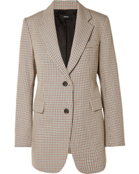 Серый шерстяной пиджак с узором "гусиные лапки"