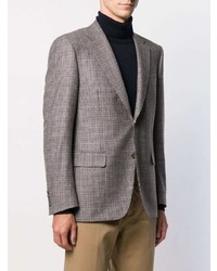 Мужской серый шерстяной пиджак с узором "гусиные лапки" от Canali