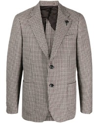 Мужской серый шерстяной пиджак с узором "гусиные лапки" от Lardini