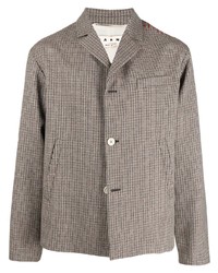 Мужской серый шерстяной пиджак с узором "гусиные лапки" от Marni