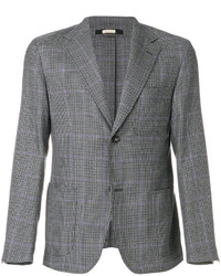 Мужской серый шерстяной пиджак с узором "гусиные лапки" от Massimo Alba
