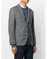 Мужской серый шерстяной пиджак с узором "гусиные лапки" от Massimo Alba