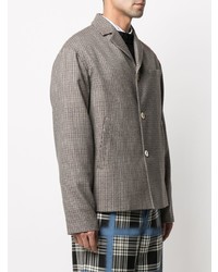 Мужской серый шерстяной пиджак с узором "гусиные лапки" от Marni