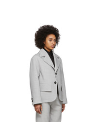 Женский серый шерстяной пиджак от MM6 MAISON MARGIELA