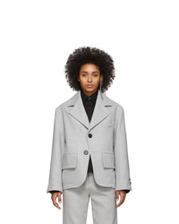 Женский серый шерстяной пиджак от MM6 MAISON MARGIELA