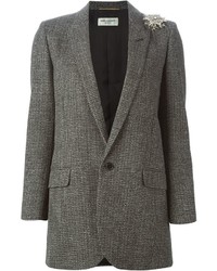 Женский серый шерстяной пиджак от Saint Laurent