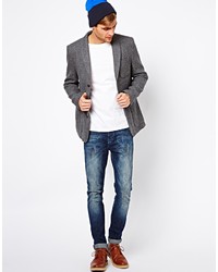 Мужской серый шерстяной пиджак от Selected