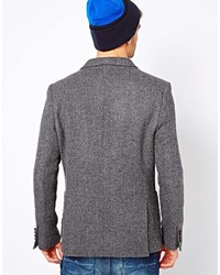 Мужской серый шерстяной пиджак от Selected
