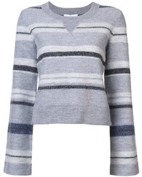 Женский серый шерстяной свитер в горизонтальную полоску от Derek Lam 10 Crosby