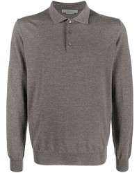 Мужской серый шерстяной свитер с воротником поло от Corneliani