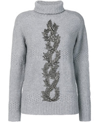 Женский серый шерстяной свитер с украшением от Jo No Fui
