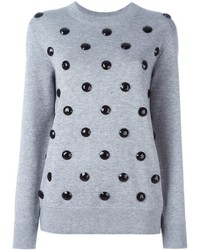 Женский серый шерстяной свитер с украшением от Marc Jacobs