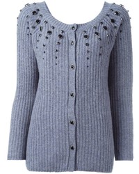 Женский серый шерстяной свитер с украшением от Twin-Set