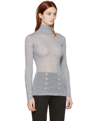 Женский серый шерстяной свитер от Balmain