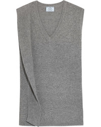 Женский серый шерстяной свитер от Prada