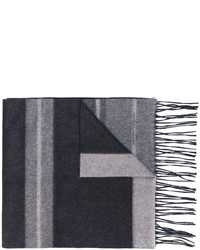 Мужской серый шерстяной шарф в горизонтальную полоску от Salvatore Ferragamo