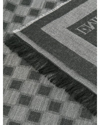 Мужской серый шерстяной шарф в клетку от Emporio Armani