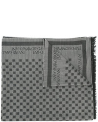 Мужской серый шерстяной шарф в клетку от Emporio Armani