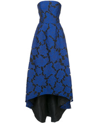Синее вечернее платье из парчи с вышивкой от Oscar de la Renta