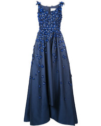 Синее вечернее платье с вышивкой от Carolina Herrera