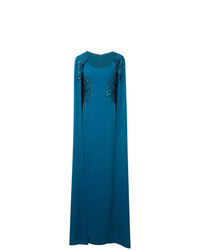 Синее вечернее платье с вышивкой от Marchesa Notte