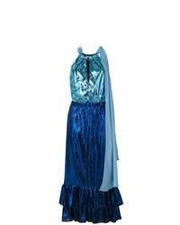 Синее вечернее платье с пайетками