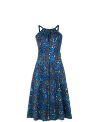 Синее вечернее платье с принтом от Andrea Marques
