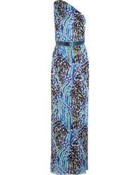 Синее вечернее платье с принтом от Matthew Williamson