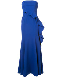 Синее вечернее платье с рюшами от Jay Godfrey