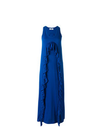 Синее вечернее платье с рюшами от MSGM