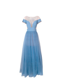 Синее вечернее платье с украшением от Temperley London