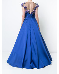Синее вечернее платье с цветочным принтом от Marchesa Notte