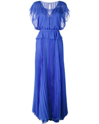 Синее вечернее платье со складками от Talbot Runhof