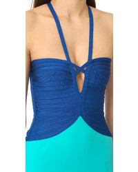 Синее вечернее платье от Herve Leger