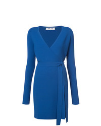 Синее вязаное платье с запахом от Dvf Diane Von Furstenberg