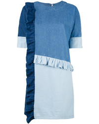 Синее джинсовое платье в стиле пэчворк от Sjyp