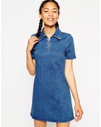 Синее джинсовое платье прямого кроя от Asos