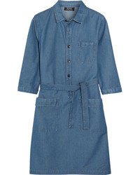 Синее джинсовое платье-рубашка от Atelier