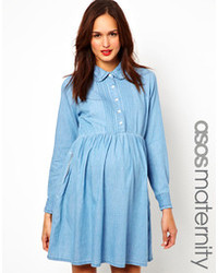 Синее джинсовое платье с плиссированной юбкой от Asos Maternity