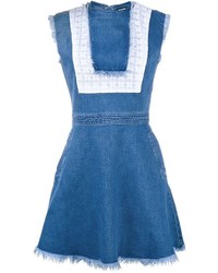 Синее джинсовое платье с плиссированной юбкой от House of Holland