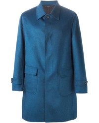 Синее длинное пальто от Brioni