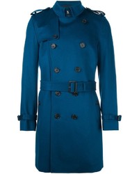Синее длинное пальто от Burberry