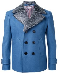 Синее длинное пальто от Thom Browne