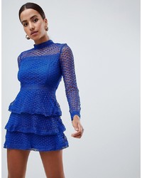 Синее кружевное коктейльное платье от AX Paris