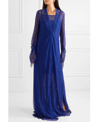 Женское синее кружевное пальто от Akris