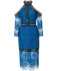 Синее кружевное платье-миди от Alexis