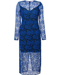 Синее кружевное платье-миди от Diane von Furstenberg