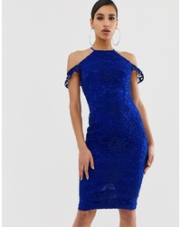 Синее кружевное платье-футляр от AX Paris