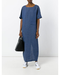 Синее льняное платье-макси от Eleventy