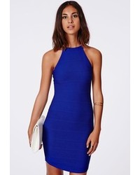 Синее облегающее платье